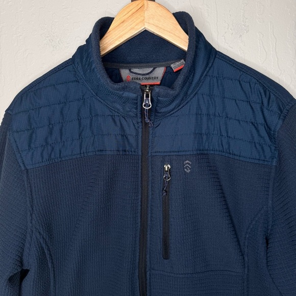 FREE COUNTRY Chayote Grid Fleece Full Zip Blue Denim Trails Men’s Large (42-44) - Picture 9 of 16